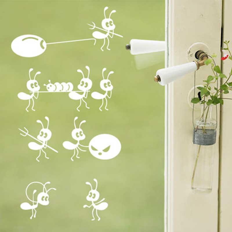 1PC Moving Decoration Sticker Waterproof PVC Home Cute Ant Cartoon: White