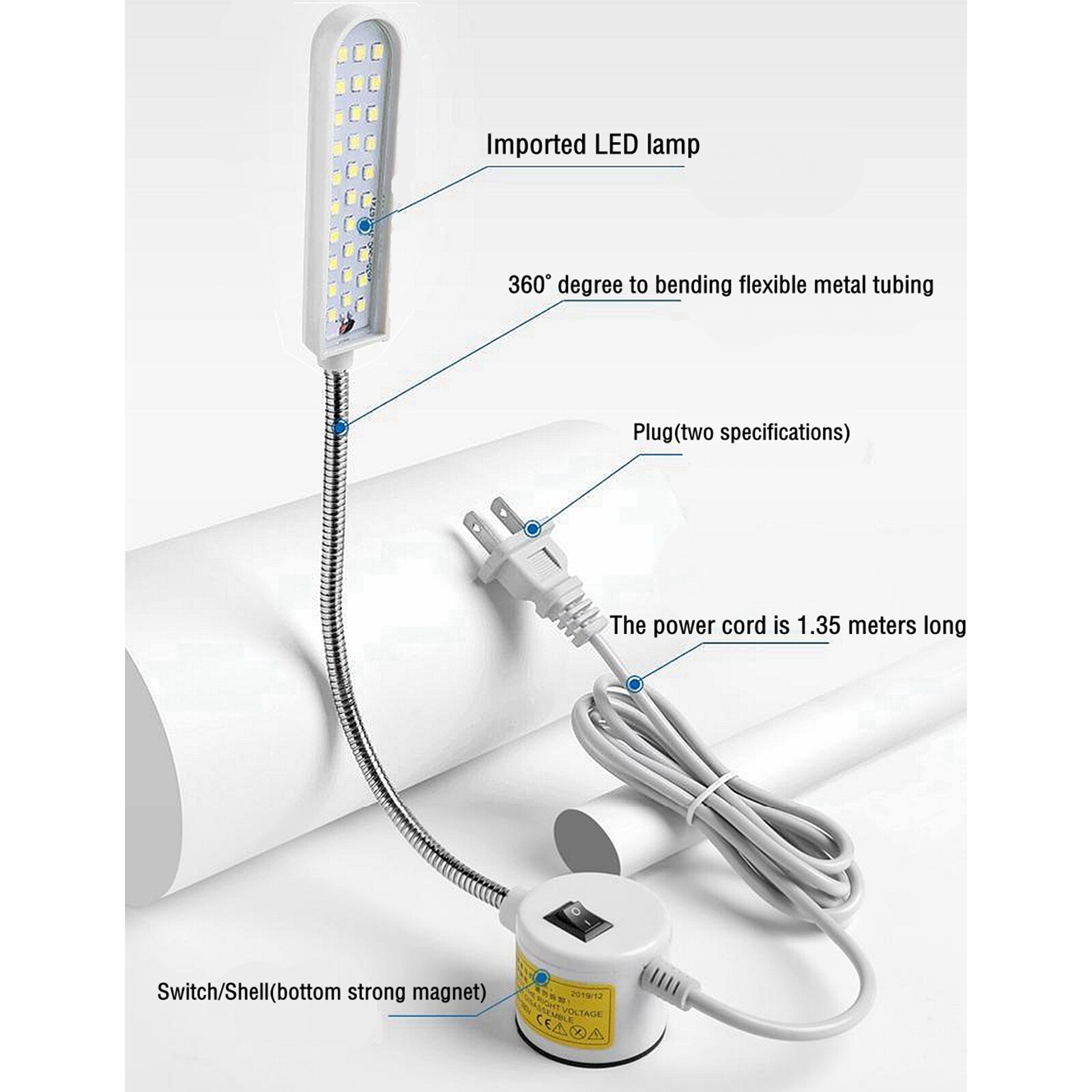 Portable Sewing Machine Desk LED Light Sewing Machine Table Top LED Bright Lamp Flexible Gooseneck Lamp EU Plug