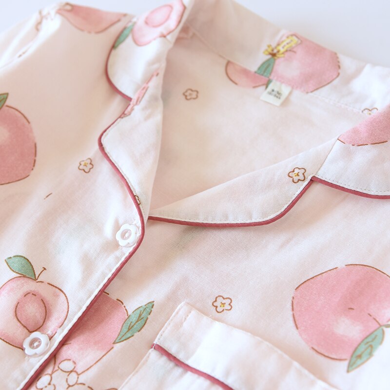 Pijamas de manga larga de gasa para mujer, ropa de casa suave y transpirable, para primavera y verano, servicio a domicilio, 2 piezas