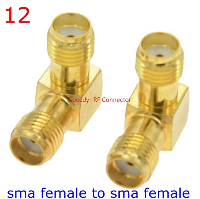 2 pçs/lote sma para sma macho fêmea conector reto 90 graus ângulo direito tipo t 3way divisor rpsma para RP-SMA adaptador macho rf: Azul