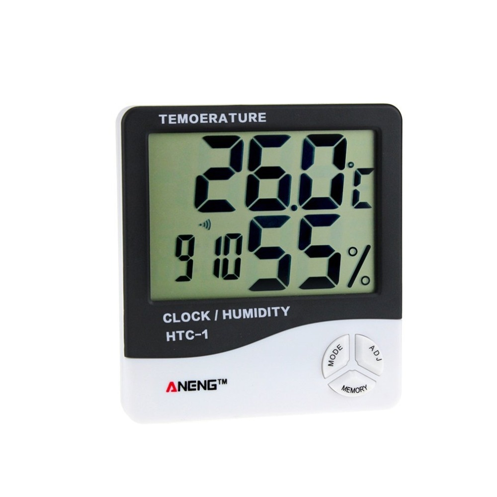 HTC-1 Innen LCD Elektronische Digitale Temperatur Feuchtigkeit Meter Zimmer Thermometer Hygrometer Wecker nasser Bahnhof