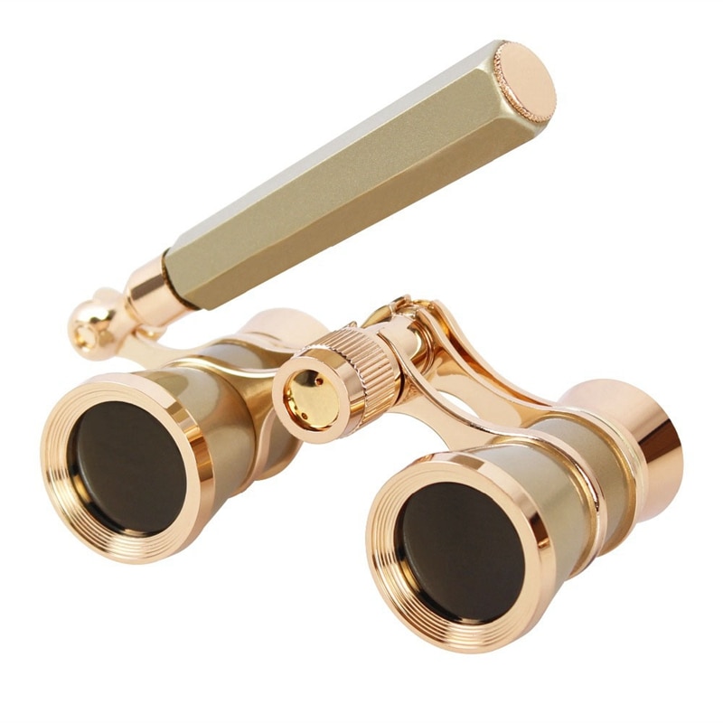 Gold 3X25 Opera Binocular Coated Lens Telescope Opera Glasses Coated Theater Glass Lady Glass Handle Women Girls: Default Title
