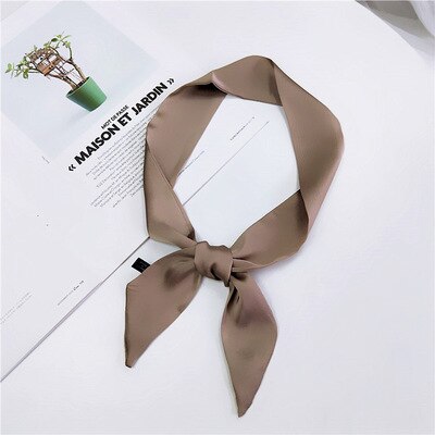 Petit foulard en soie de couleur unie pour femmes, 90x5cm, ruban de poignet tout assorti pour sac à main enveloppé: 4