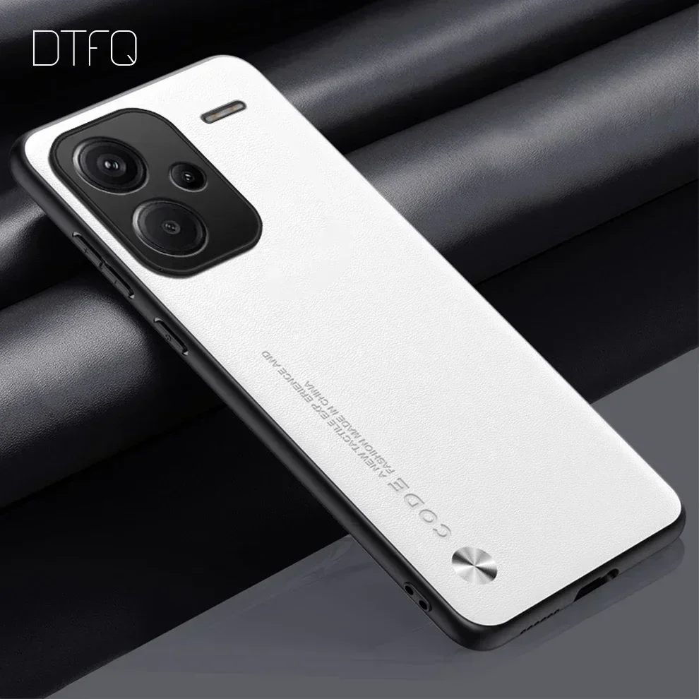 Capa Traseira Anti Choque para Xiaomi, Capa De Couro De Luxo Para Redmi Note 13 Pro Plus: TELA DE PINTURA / Cinza escuro