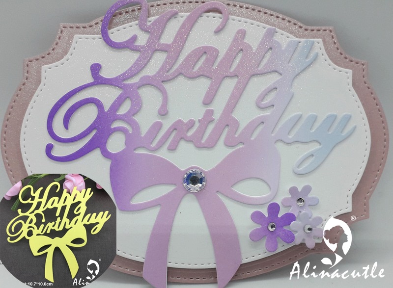 Gestanst metaal stansen sterven gelukkige verjaardag boog cake topper geboorte Alinacraft Plakboek papercraft card punch stencil cutter