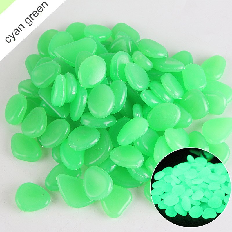 10 stuks glow in the dark tuinkiezels, lichtgevende stenen, rotsen voor looppaden, tuinpaden, patio's, gazons, aquariumdecoratie, lichtgevende stenen: Cyaangroen