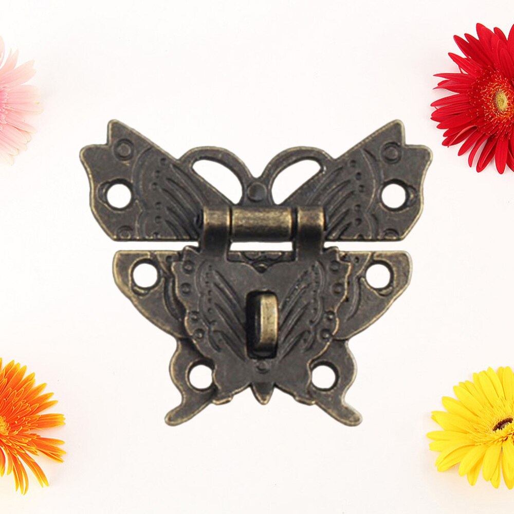 2PCS Antique Alloy Wood Box Padlock Clasp Drawer Suitcases Hasp Buckle Clasp Furniture: As Shown