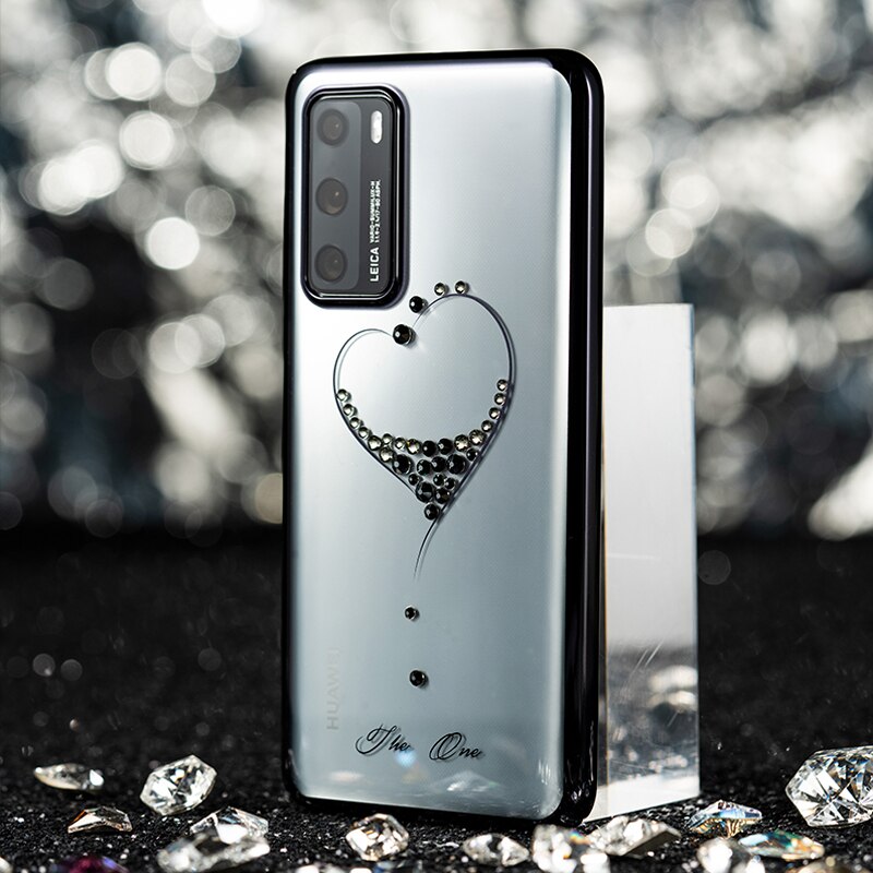 Original kingxbar cristais de luxo caso strass para huawei p40/pro moda fino banhado a flor duro claro pc capa traseira caso