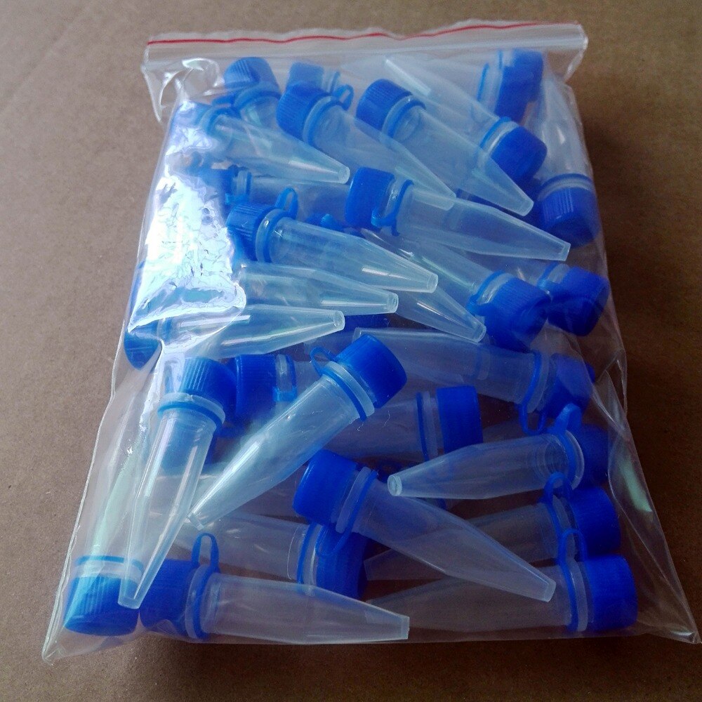 100 PCS 1.5ml Lab Clear Micro Plastic Test Tube Centrifuge Blue Screw Cap Container for Laboratory Sample Specimen Lab Supplies