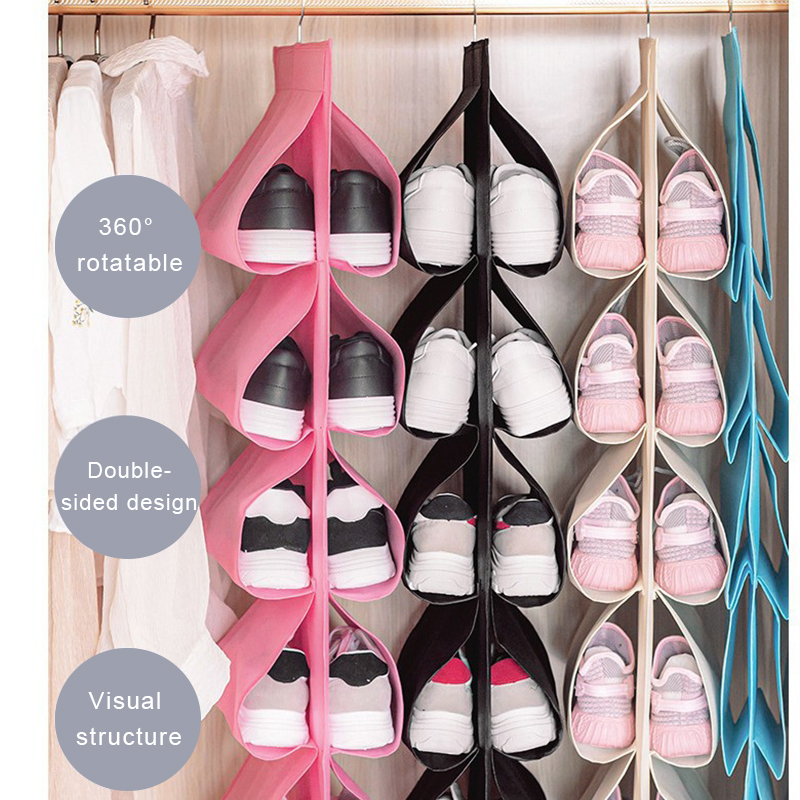 Sapato rack porta pendurado sapato organizador 6 par bolsos sapatos rack de armazenamento atrás da porta parede saco de armazenamento titular do armário espaço saver
