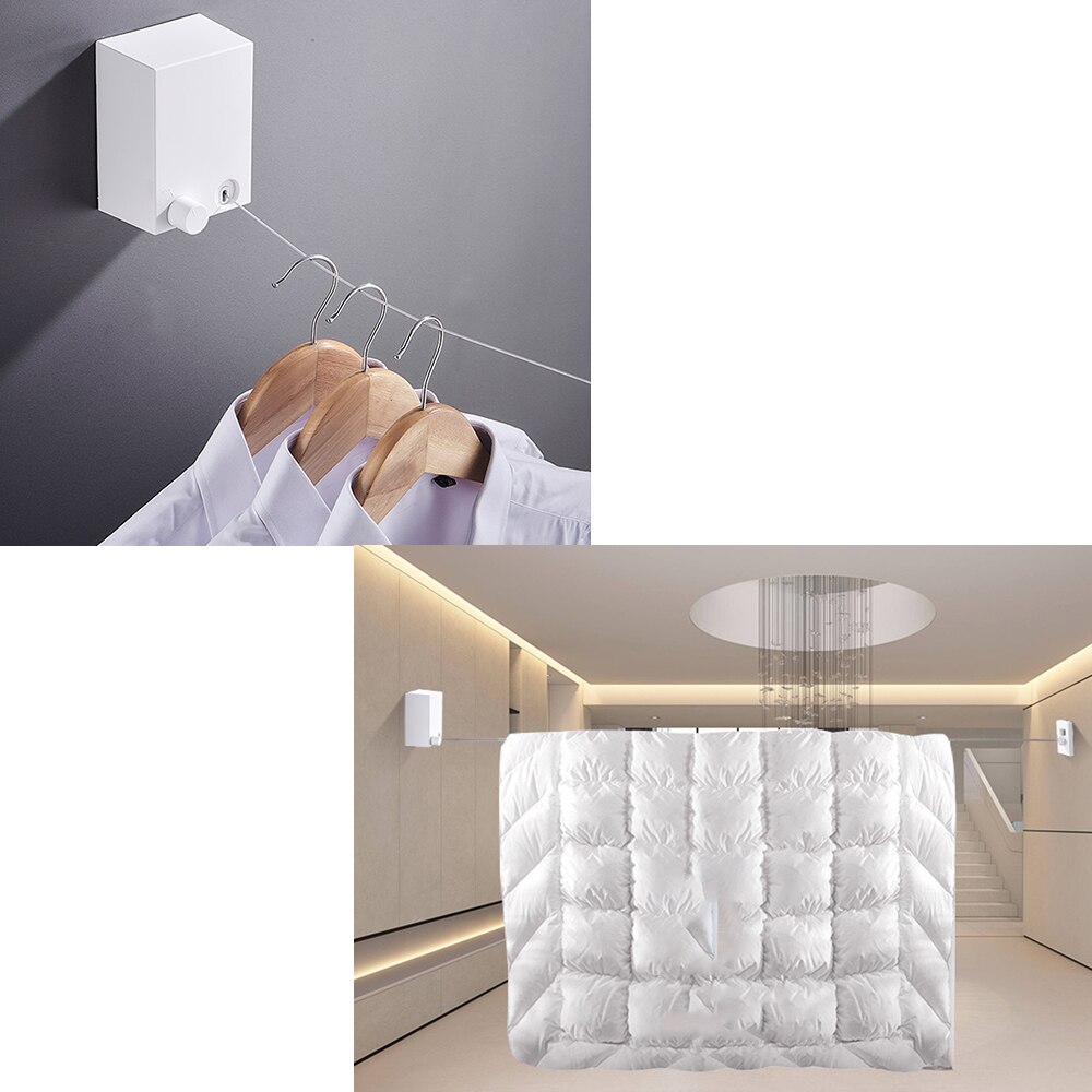 Retractable Clothesline Balcony Invisible Drying Lines Wall-mounted Washing Clothes Hanger Laundry Drying Line Indoor Outdoor 4M