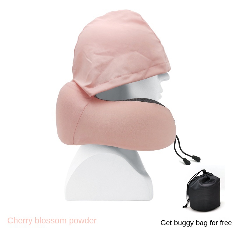 Multifunctionele Nekkussen U-Vormige Draagbare Memory Foam Head Cover Zachte Platte Dutje Reizen: Roze