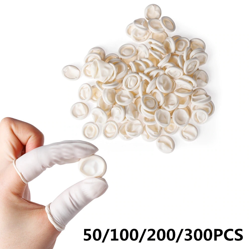 20-200 Stks/zak Natuurlijke Rubber Disposable Latex Vinger Babybedjes Sets Vingertoppen Protector Handschoenen Wit Anti Statische Vinger Mouw
