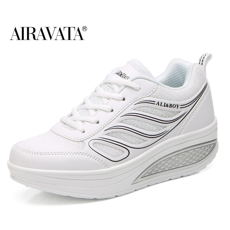 Dame fitness sko shake sko kvinder walking sko afslappet platform sneaker: Hvid / 36