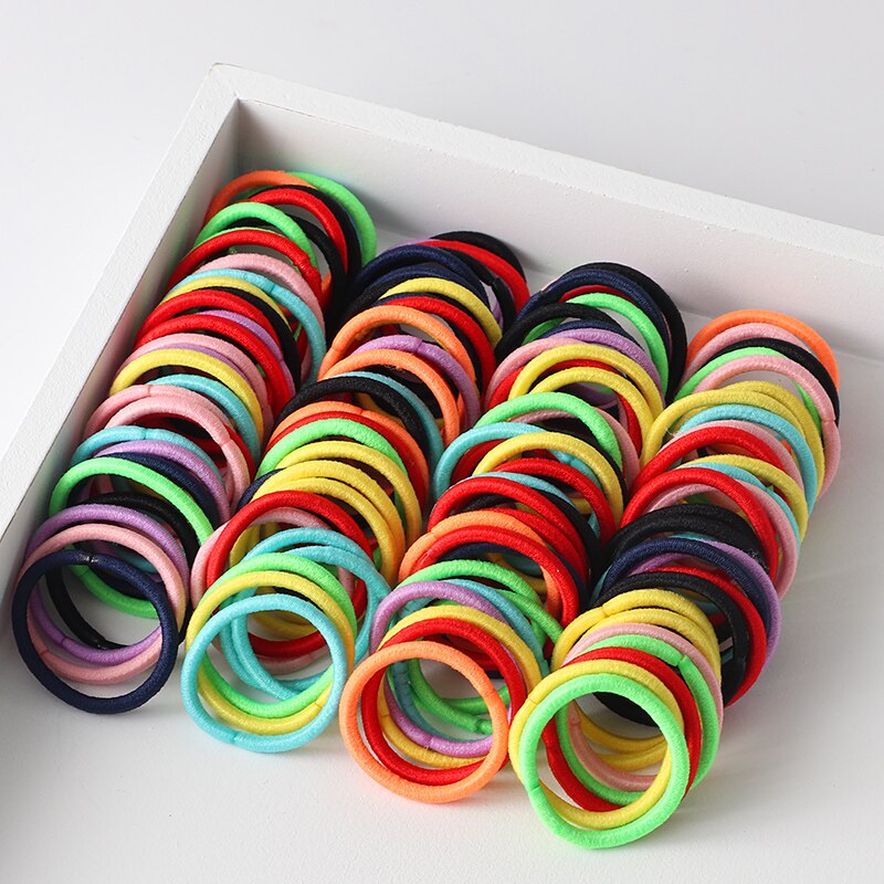 Cintas para el pelo de Color caramelo para niña, accesorios para el cabello elásticos, soporte para cola de caballo, tocado de goma, adornos coreanos para niños, 100 Uds.: style-6