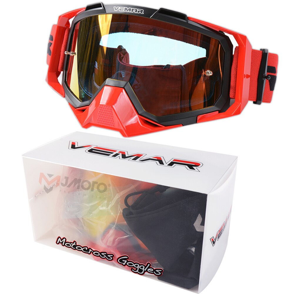For 100% Motocross Goggles Windproof Anti-UV Anti-fog Lens Motorcycle Helmet Glasses Goggles Cycling DH Mtb Atv Moto Glasses: Black Red
