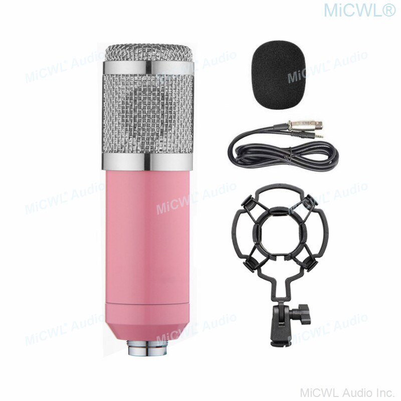 BM 800 Studio Recording Condenser Podcast Kaorake Microphone Mic Kit Desktop Stand for PC Computer Pink Color