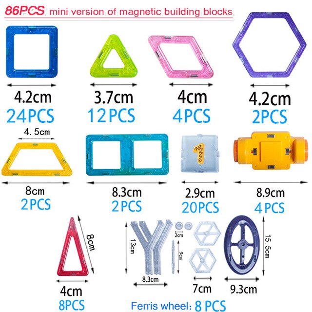 30-180 stks/set Mini Magneet Speelgoed Bouwstenen Magnetische Constructie DIY Educatief Blokken Speelgoed Spelletjes Voor kinderen: 86 pieces