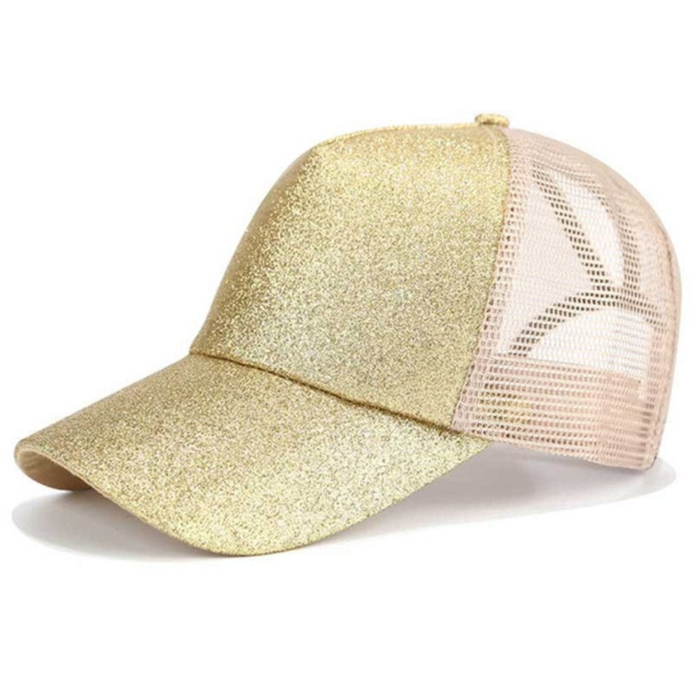 Glitter Paardenstaart Baseball Cap Vrouwen Snapback Vader Hoed Mesh Trucker Caps Messy Bun Zomer Hoed Vrouwelijke Verstelbare Hip Hop Piekte hoed