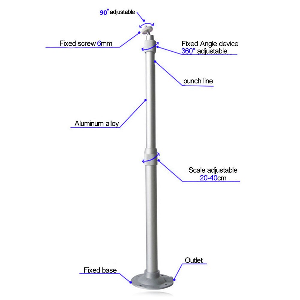 Universal 20-40cm projektor tak väggfäste aluminiumfäste 15kg kapacitet 360 graders justerbar projektor takmontering st