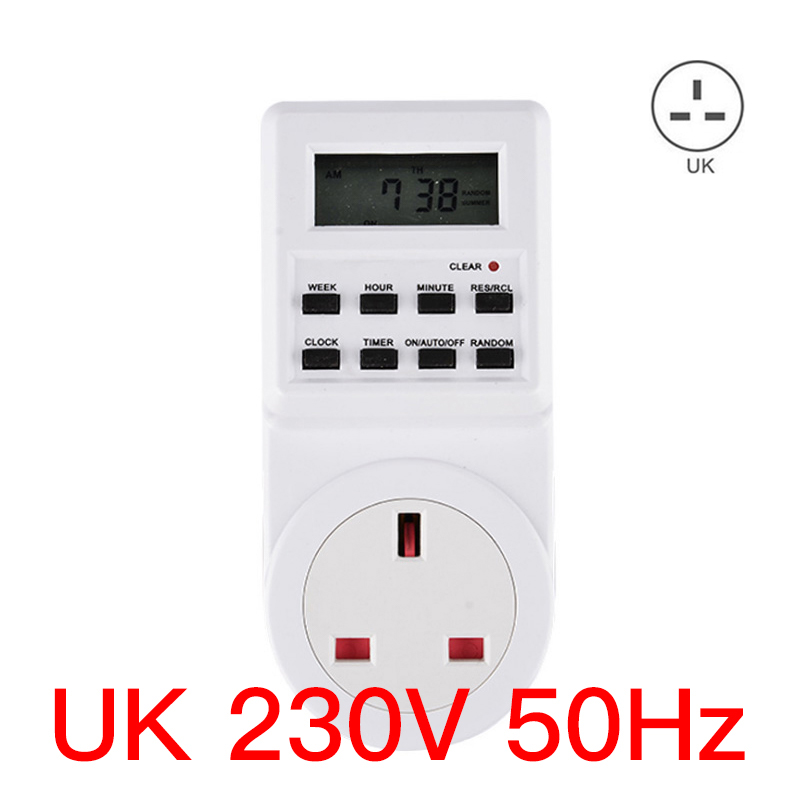 EUPlug Digital Weekly Programmable Electrical Wall Plug-in Power Socket Timer Switch Outlet Time Clock AC 220V 110V UK US FR BR: UK AC230V