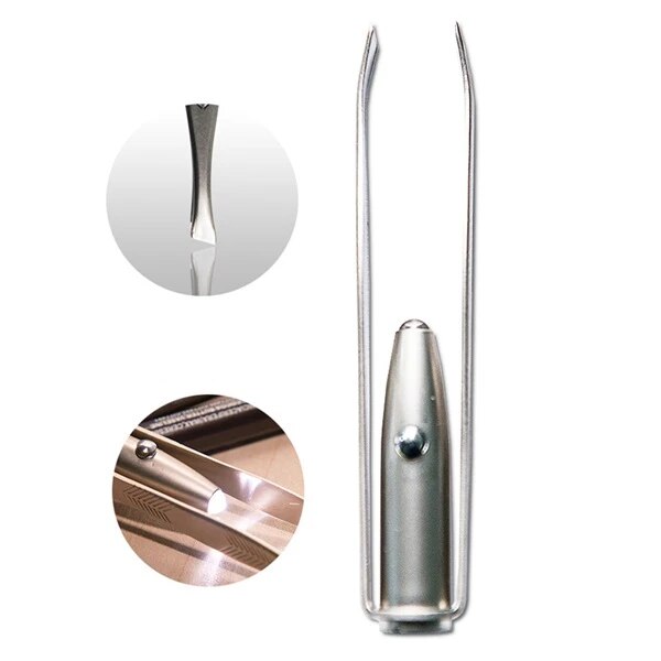 1 PC de LED de acero inoxidable Clip para ceja pinzas pelo eliminación iluminación LED pestañas Clip herramientas de maquillaje Facial cabello cejas pestañas