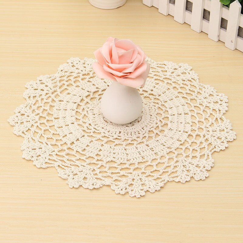 Round White Lace Embroidery Table Place Mat Christ... – Vicedeal
