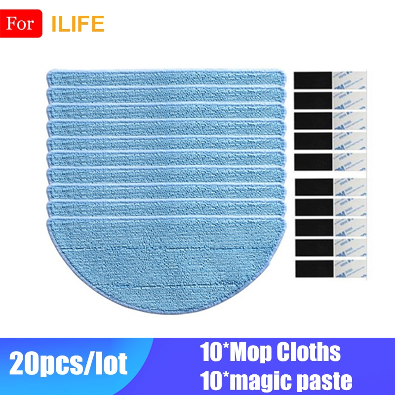 10 * paño de mopa + 10 * accesorios de pasta mágica para Ilife V50 V55 V5 V5s V5s pro V3 V3s pro x5 ILIFE V7, piezas de Robot aspirador