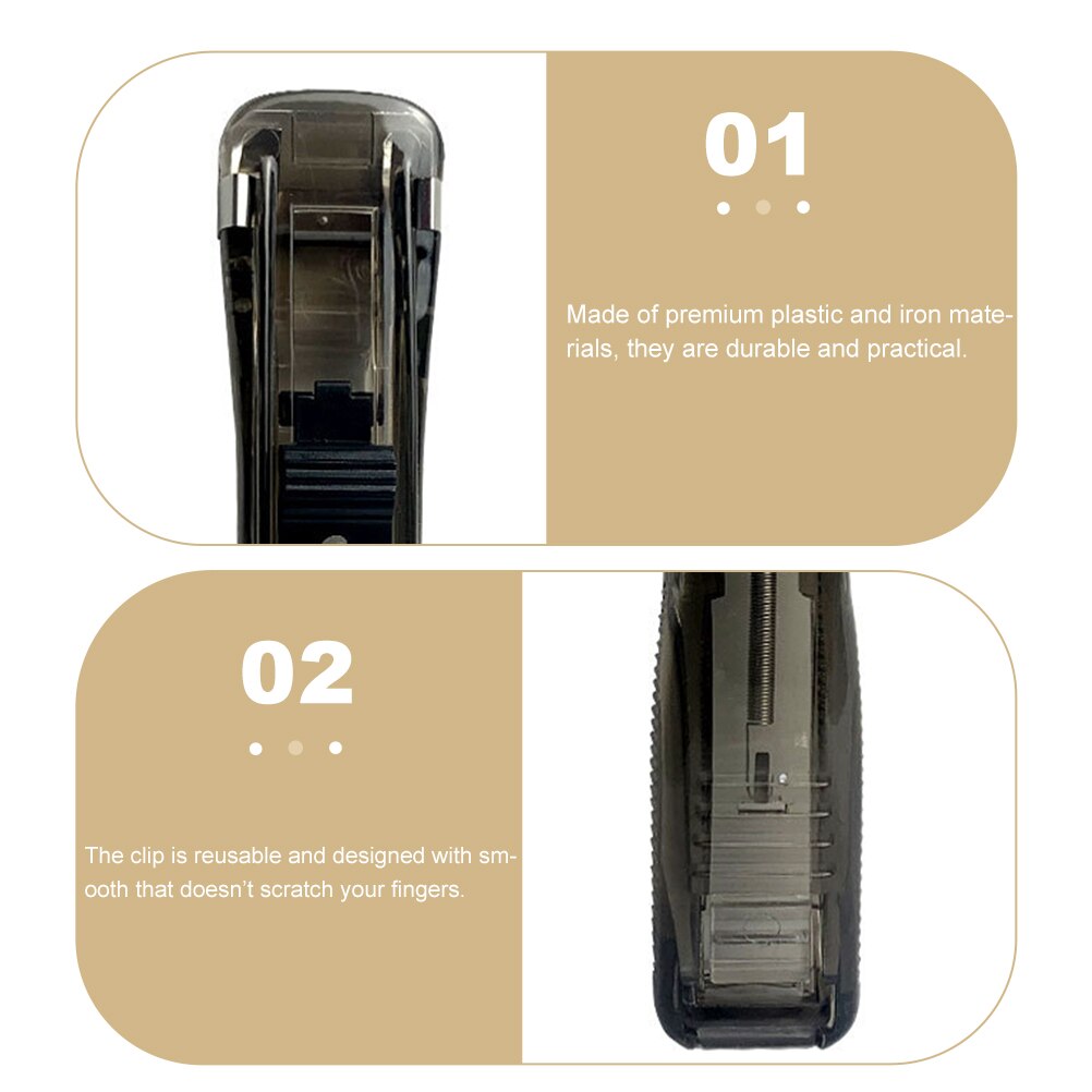1 Set Stapleless Stapler Student Stationery Portable Stapler Clam Clip Dispenser for School Home Office