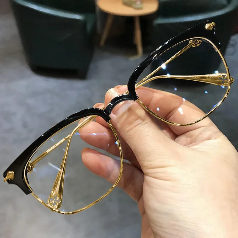Gafas clásicas semi sin montura con bloqueo de luz azul para hombre, lentes de negocios con filtro de rayos cuadrados, monturas para ordenador, gafas para mujer: Negro / +150