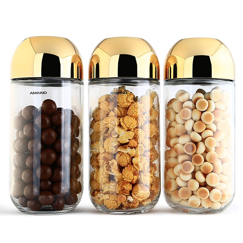 3 /  stk 900ml glasskrukke lokk med gradert kopp glasskrukker og lokk til lagring av te frokostblandinger matte godteri krukke kjøkken lagring krukke: 3 stk -900ml