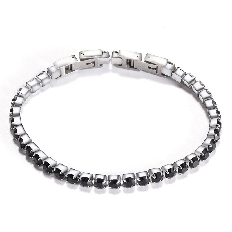 Mode-sieraden Armbanden Volledige Wit/Zwart Kristal Armband Sieraden Accessoires Rvs Verstelbare Pols Dames Armband: Black