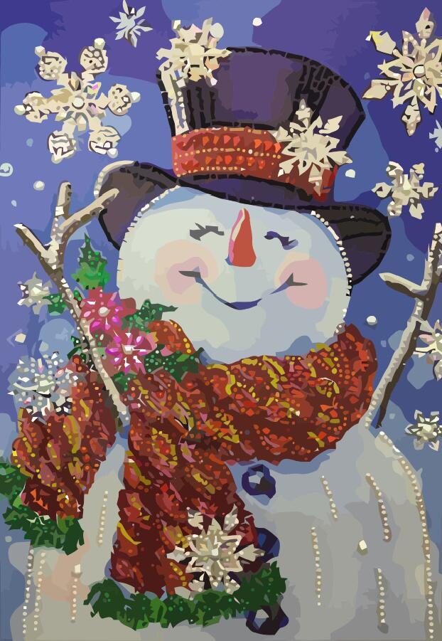 HUACAN DIY Oil Painting Snowman Kits Drawing Canvas HandPainted Pictures By Numbers Christmas Winter Art Home Decoration: SZHC1-271