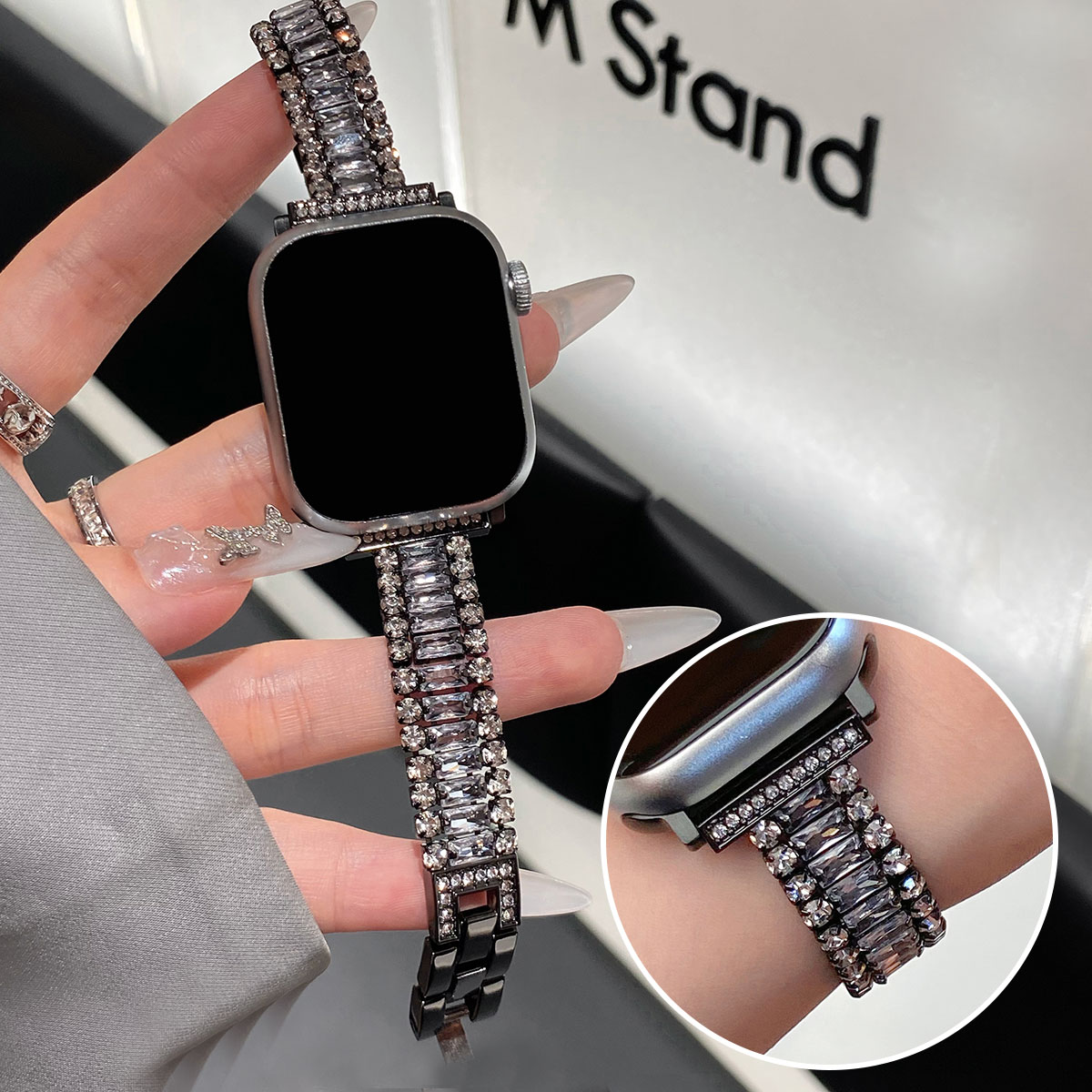 Dreireihiges Volldiamantarmband für Apfel Uhr 49 mm Ultra 38–45 mm 987-1 SE. Stilvoll für Iwatch-Modelle, hoch-Ende-alle-in-eins-Armbinde