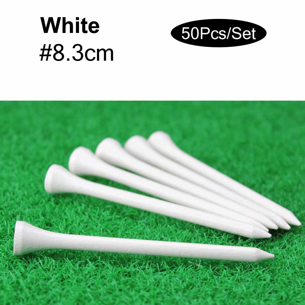 50 stk / sæt træ golf tee tees udskiftning driving range rammer træner klub tilbehør golf tees kugleholder: Hvid  - 8.3cm