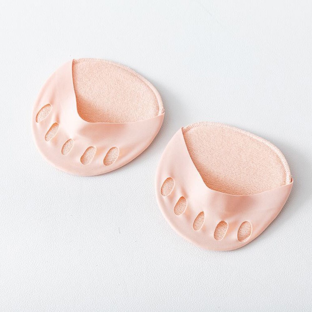 Women Socks Sponge Ice Silk Anti-slip Lining Open Toe Heelless Liner Sock Invisible Forefoot Cushion Foot Pad Cotton Socks: pink
