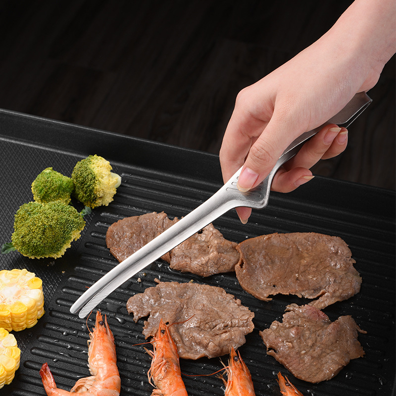 Pinces à viande pour Barbecue coréen, longues pinces à Barbecue en acier inoxydable, bouche ronde/tranchante, pincettes à Steak, outils de gril de cuisine accès