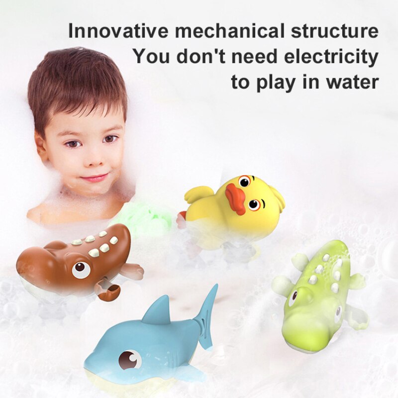 Waterwheel Bath Toys Baby Bathroom Bathtub Faucet Shower Strong Suction Cup Childern Water Game Clockwork Swimming Animal