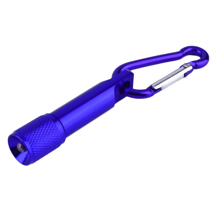 Mini linterna de luz LED portátil, llavero de aluminio, mosquetón, gancho, lámpara, 5 LED: Azul