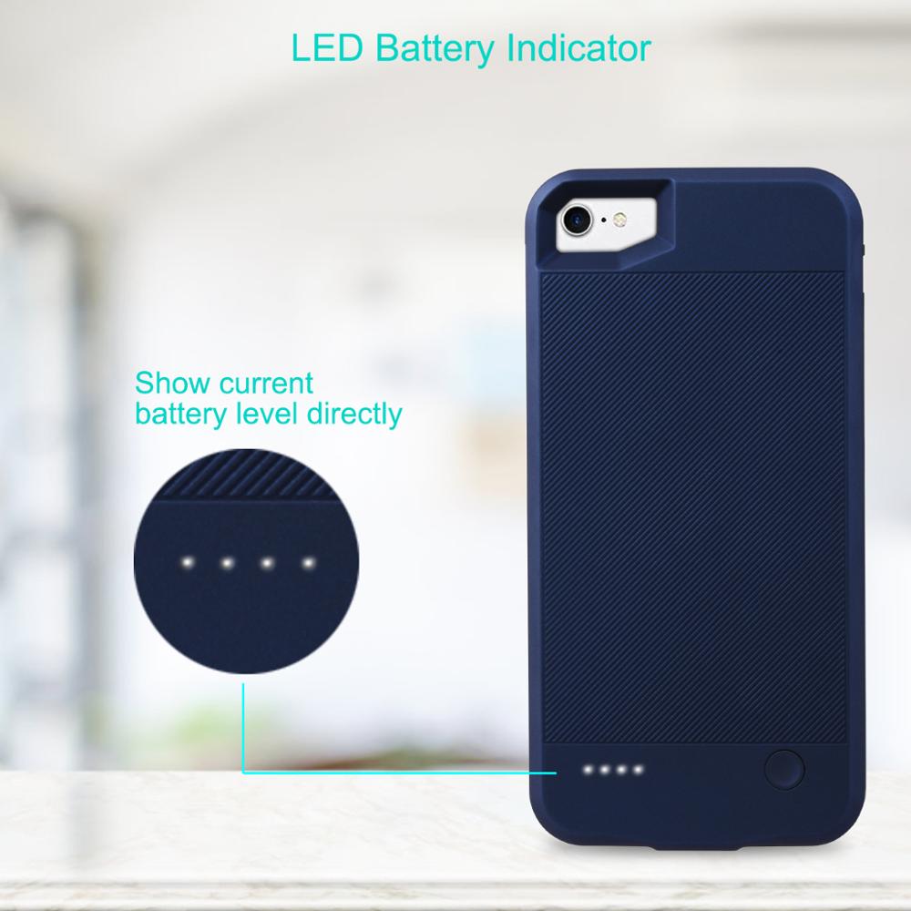 Batterij Oplader Voor Iphone 7 8 Plus Batterij Case Power Bank Opladen Case Power Case Charger Ultra Slanke Externe blauw Pak