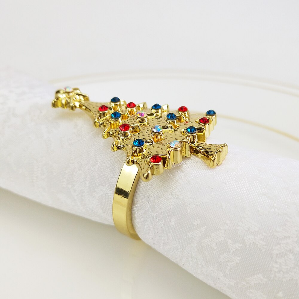 Juletræ servietringe metal guld serviet spænde serviet ring hotel restaurant bryllupsfest vest middagsbord decro