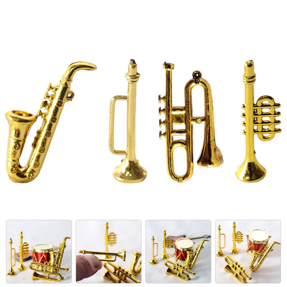 1 Set Decorative Mini Musical Instrument Mini Scene Layout Saxophone Trumpet