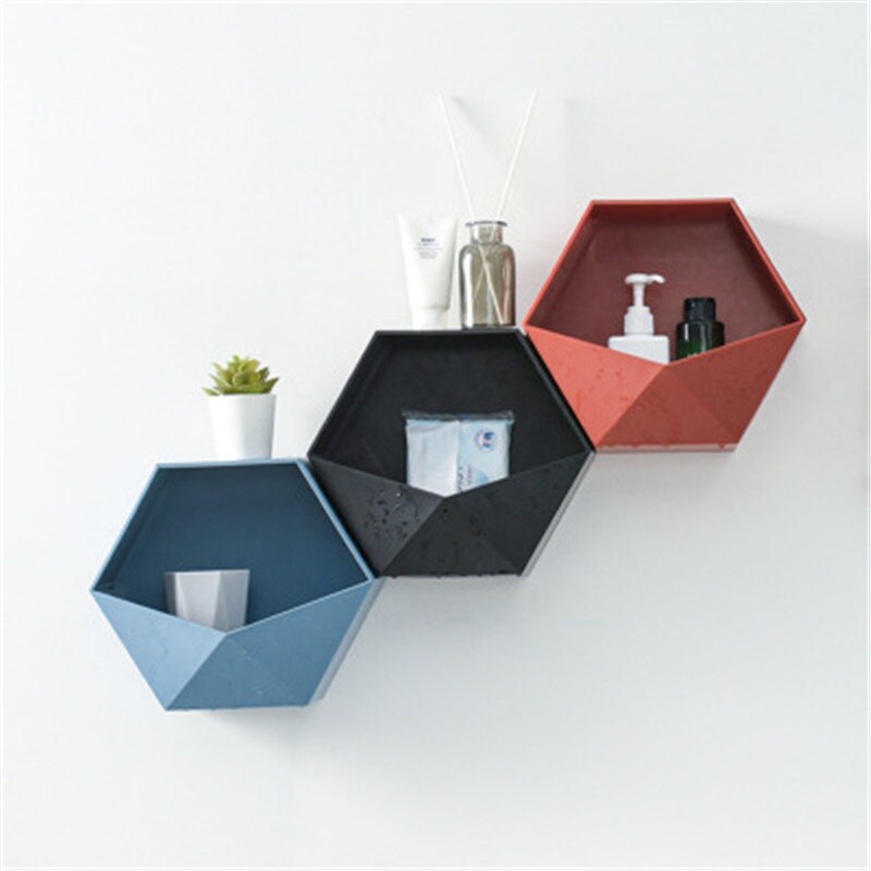 Wall combination storage box Hexagonal geometric rack bathroom ornament living room bedroom bookshelf home decoration