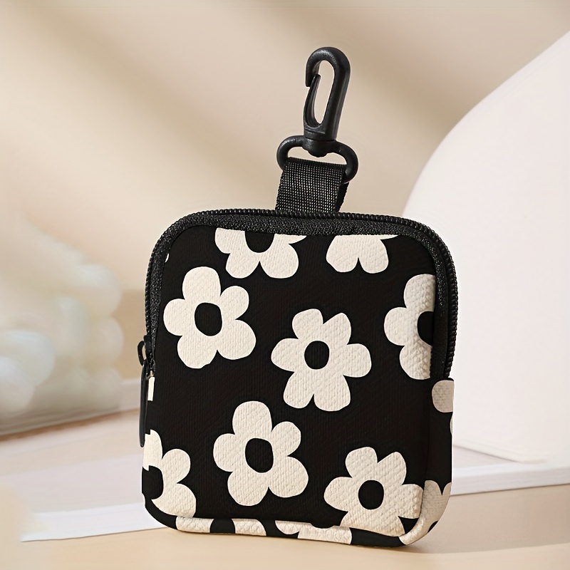 1 small flower pattern printed large capacity coin wallet, digital printed coin wallet storage bag, ideal choice for