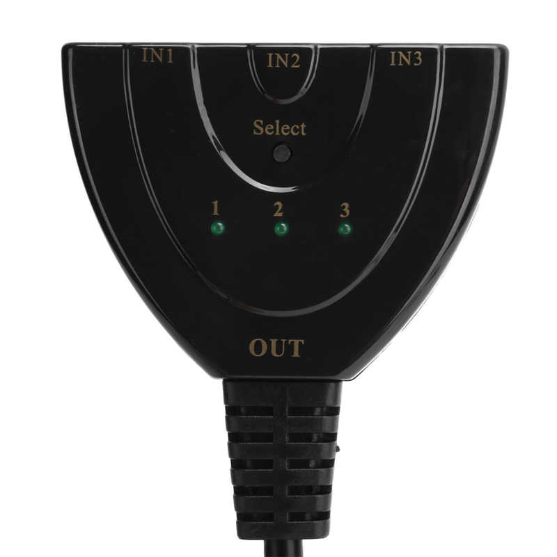 3 in 1 Out Splitter 3 input 1 Output HD Multimedia Interface Converter 4K Switch Hub Box Splitter with Cable