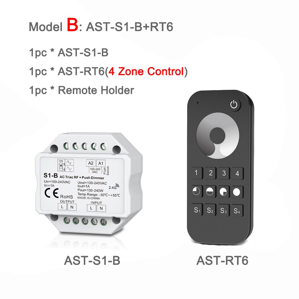 220v triac lysdæmpere  rf2.4g trådløse fjernbetjening trykkontakt led pære lampe  ac 110v 230v 220v smart wifi led lysdæmper lyskontakt: Model b