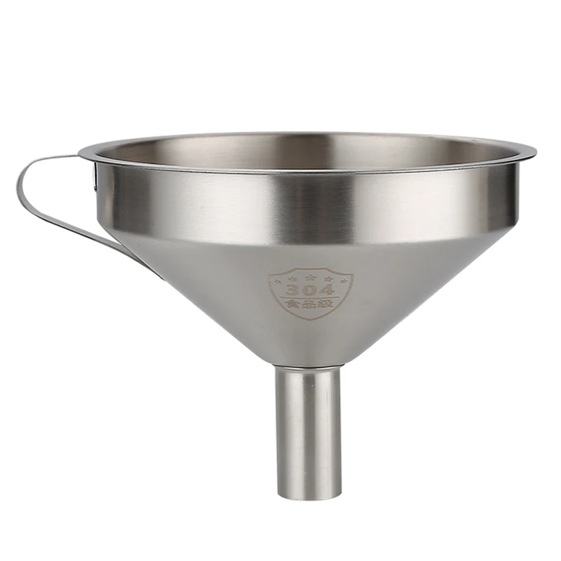 Embudo de cocina de acero inoxidable 304, embudo de aceite líquido con colador, filtro de aceite de alimentos de Metal pequeño para botellas, utensilios de cocina
