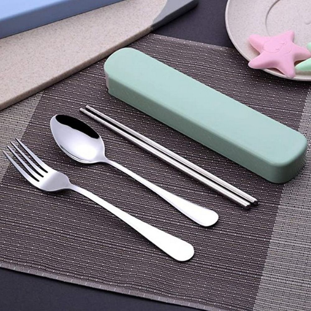 Portable Tableware Bag Cutlery Bag Dinner Set Stainless Steel Travel Storage Box Dinnerware Picnic Fork Spoon Bag for Kid School