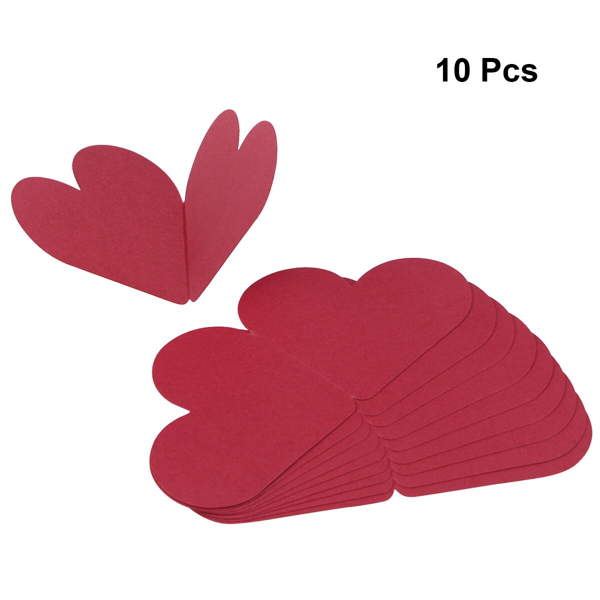 10pcs Heart Shape Folding Greeting Cards Lovely Small Message for Valentine's Day Thanksgiving ): Red