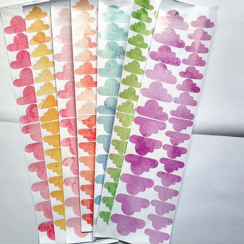 Nursery Clouds Pattern Wall Sticker Watercolour Vinyl Decal Removable For Girls Room Decor